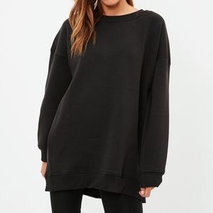Missguided Black Oversize Basic Sweatshirt